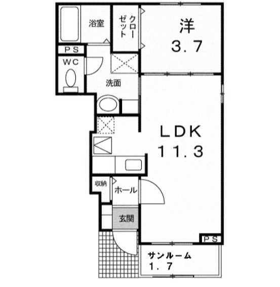 館林市小桑原町のアパートの間取り