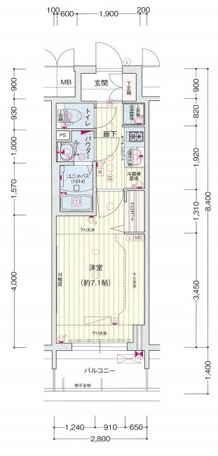 名古屋市東区代官町のマンションの間取り