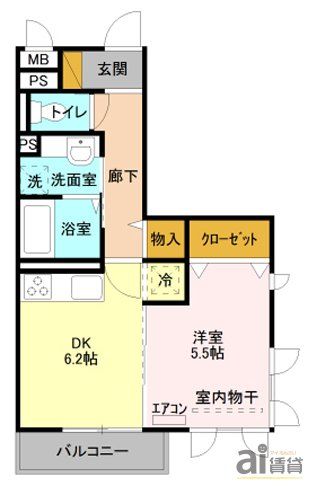 【所沢市東所沢のアパートの間取り】