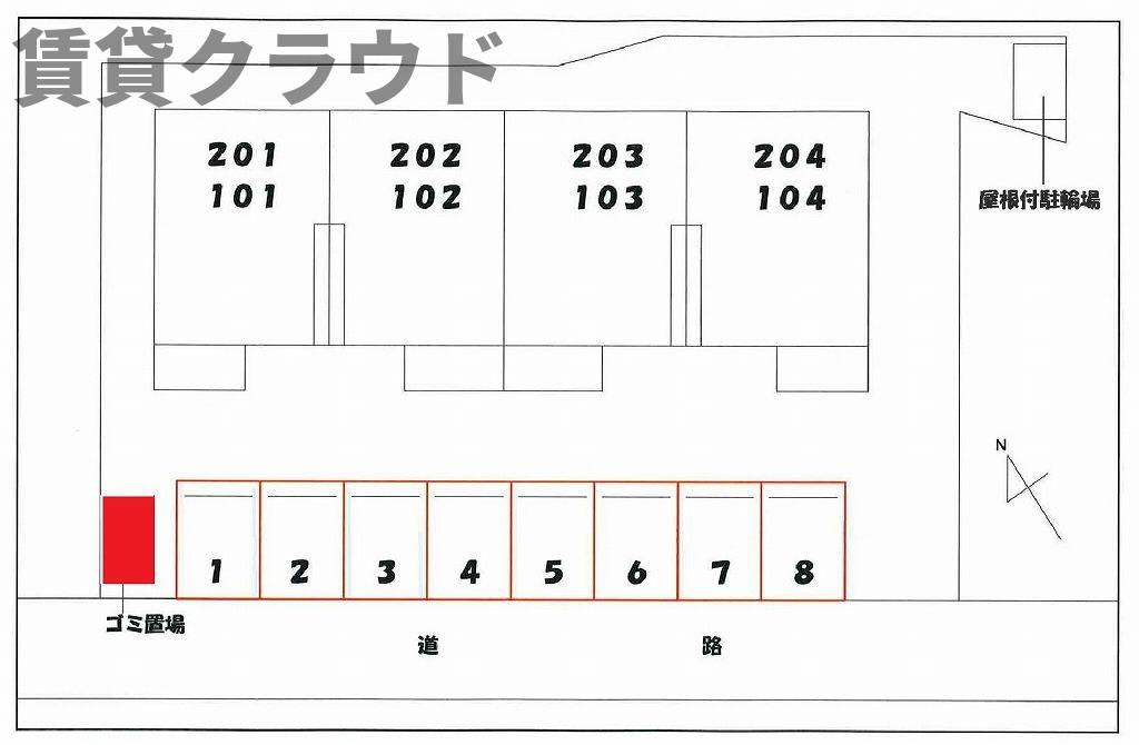 駐車場　駐車場に車を止められます