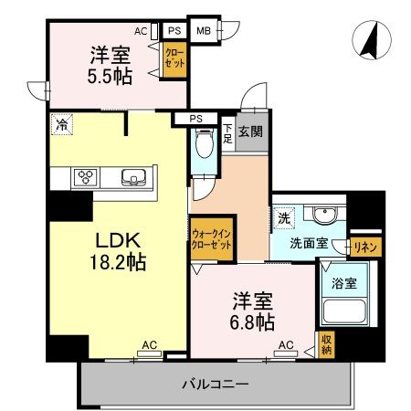 地下鉄東山線 一社駅 徒歩1分 14階建 築8年の間取り写真