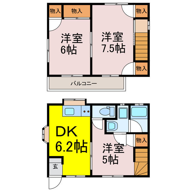 ＪＲ宇都宮線 古河駅 2階建 築28年の間取り写真