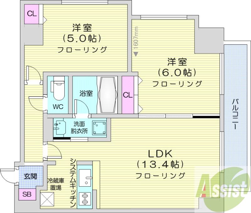 地下鉄東西線 円山公園駅 徒歩1分 10階建 築8年の間取り写真