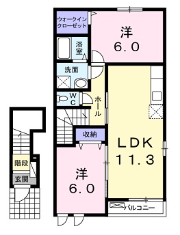 広島市安佐北区可部町大字南原のアパートの間取り