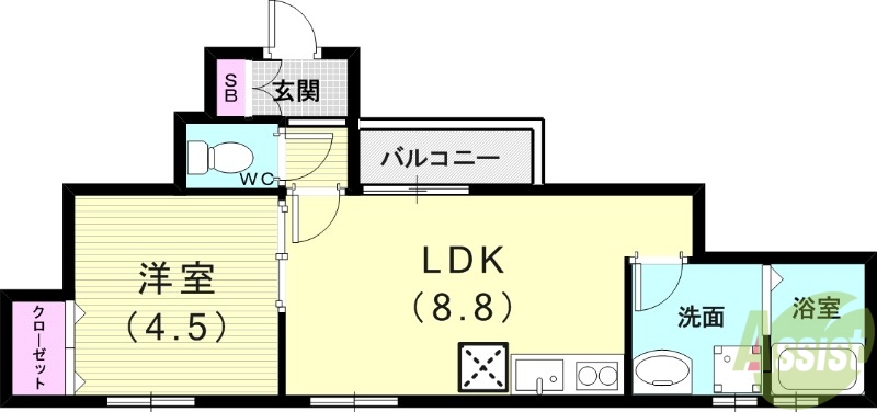 【ざ・してぃ須磨Vの間取り】