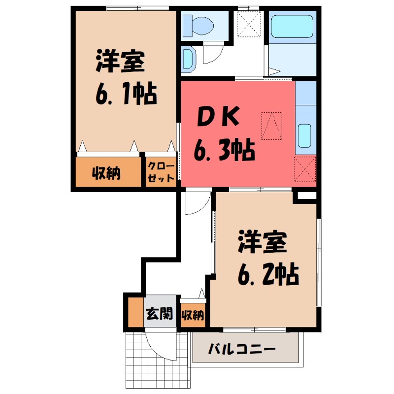 太田市新田市野井町のアパートの間取り