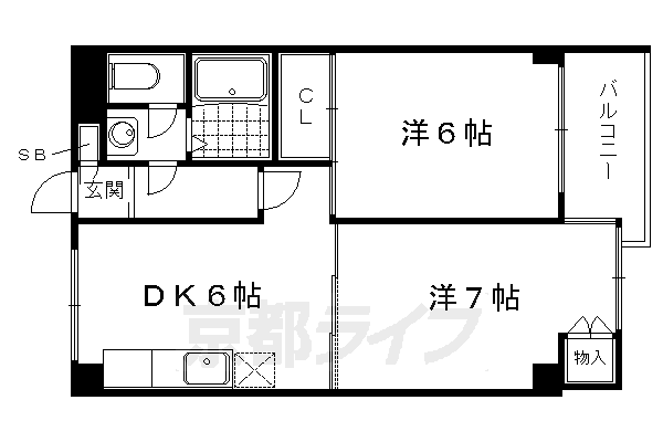 【京都市左京区岩倉三笠町のマンションの間取り】