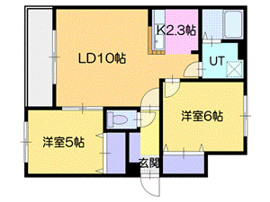 千歳市北斗のアパートの間取り