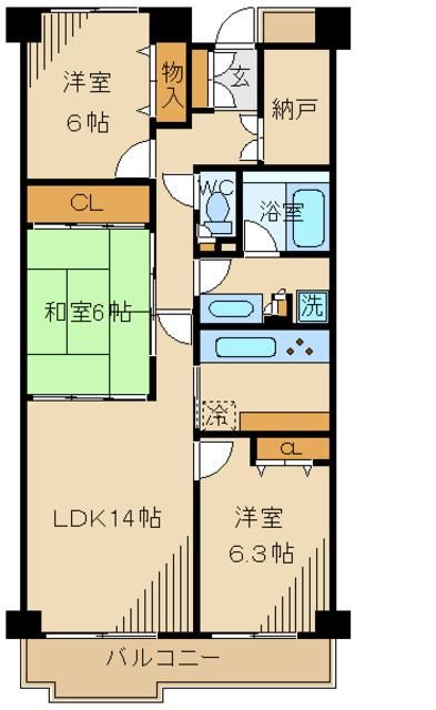 【府中市天神町のマンションの間取り】