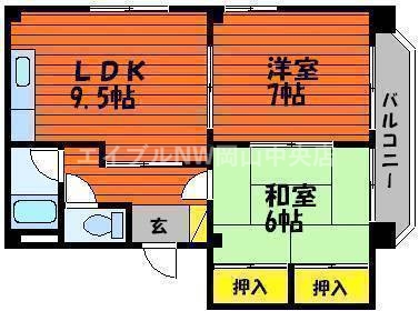 岡山市北区花尻ききょう町のマンションの間取り