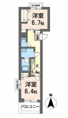 岡山市北区鹿田本町のマンションの間取り