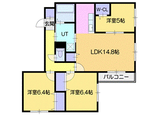 札幌市厚別区厚別東五条のマンションの間取り