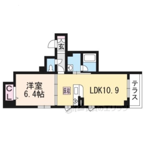 京都市右京区鳴滝宅間町のマンションの間取り