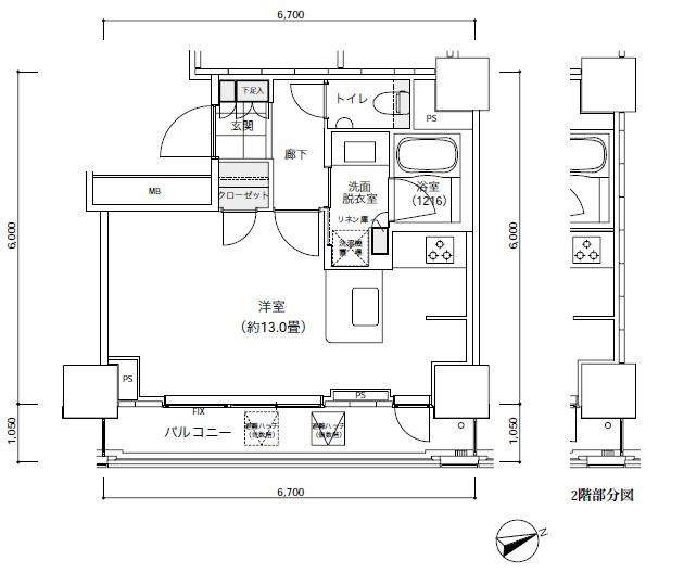 港区西新橋のマンションの間取り