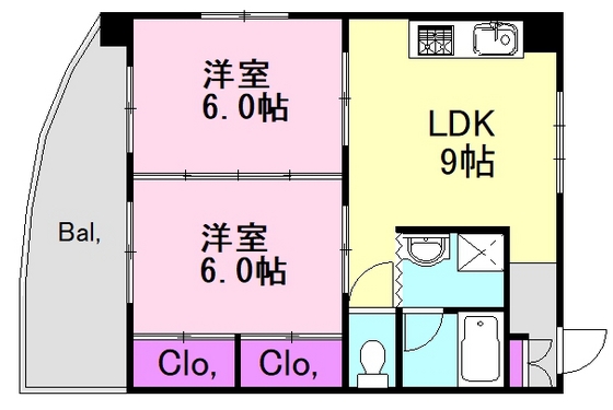 広島市中区住吉町のマンションの間取り