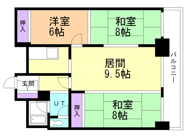 札幌市西区八軒五条西のマンションの間取り