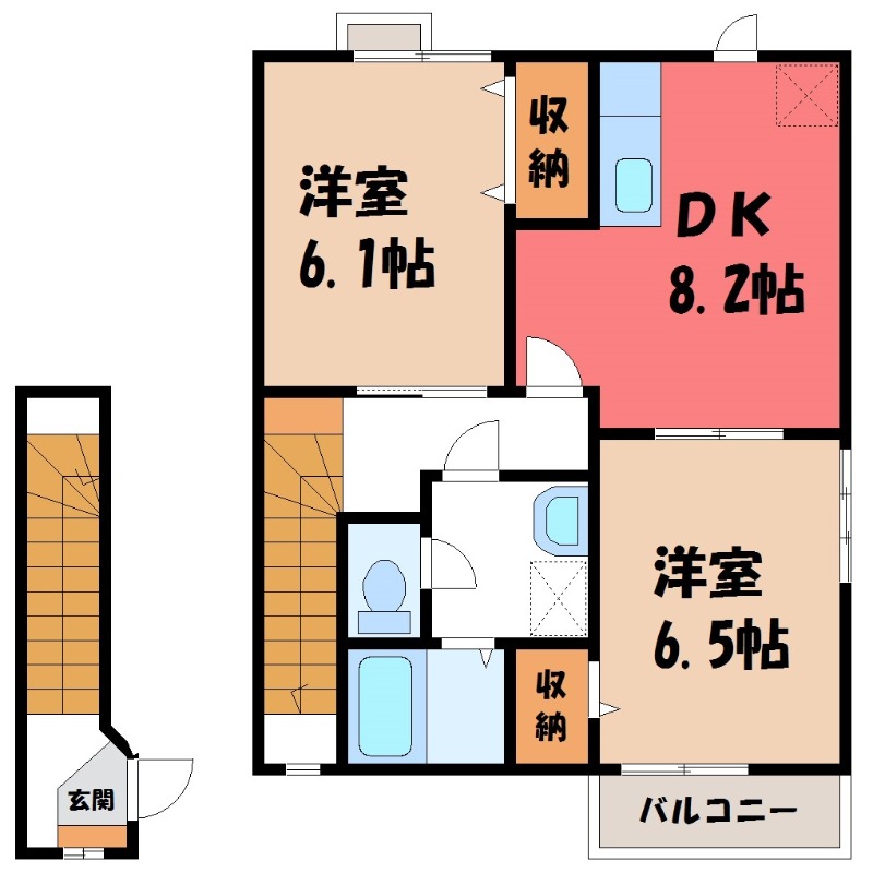 筑西市下川島のアパートの間取り