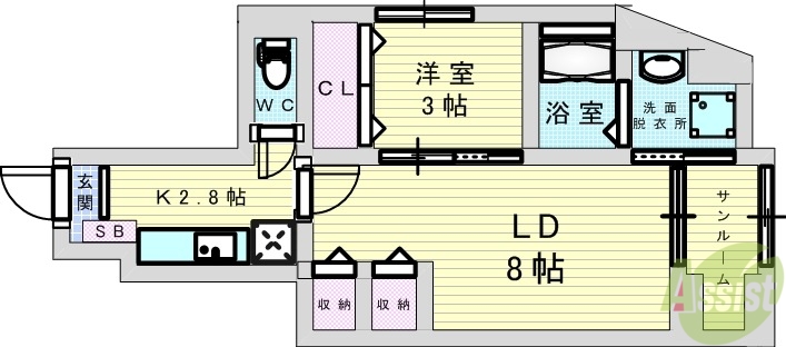 摂津市鳥飼西のアパートの間取り