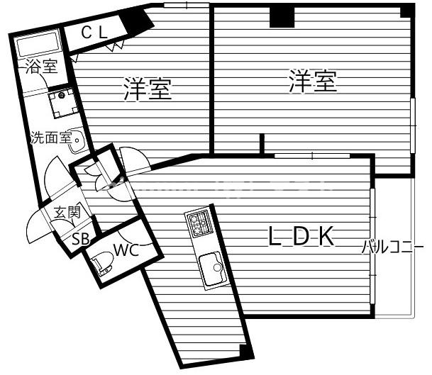 大阪市都島区片町のマンションの間取り