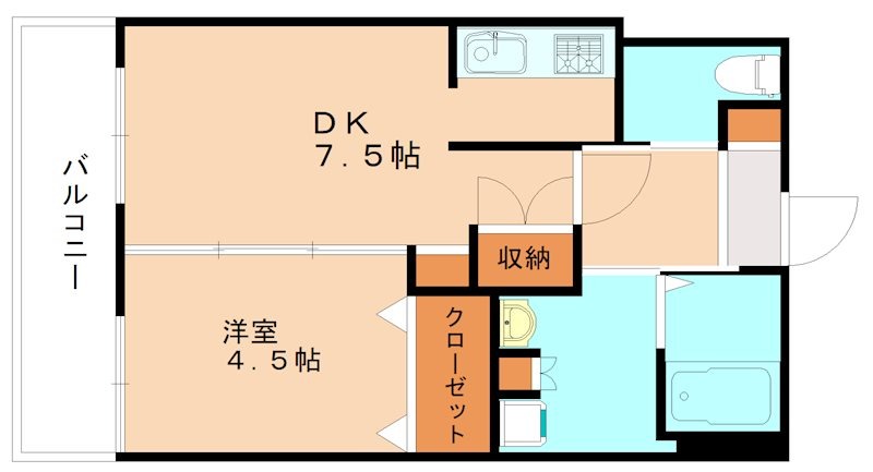 北九州市戸畑区中原西のマンションの間取り