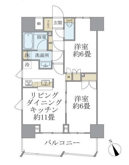 新宿区弁天町のマンションの間取り