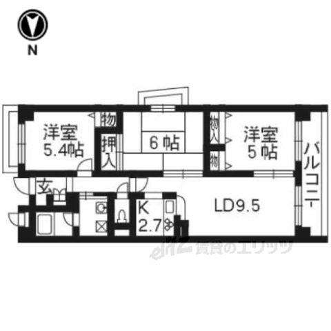 宇治市大久保町のマンションの間取り