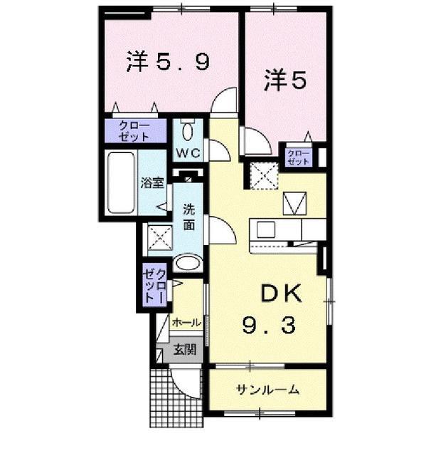 熊本市中央区国府本町のアパートの間取り