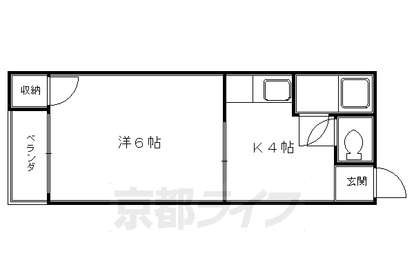 京都市伏見区深草馬谷町のアパートの間取り