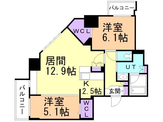 【北広島市中央のマンションの間取り】