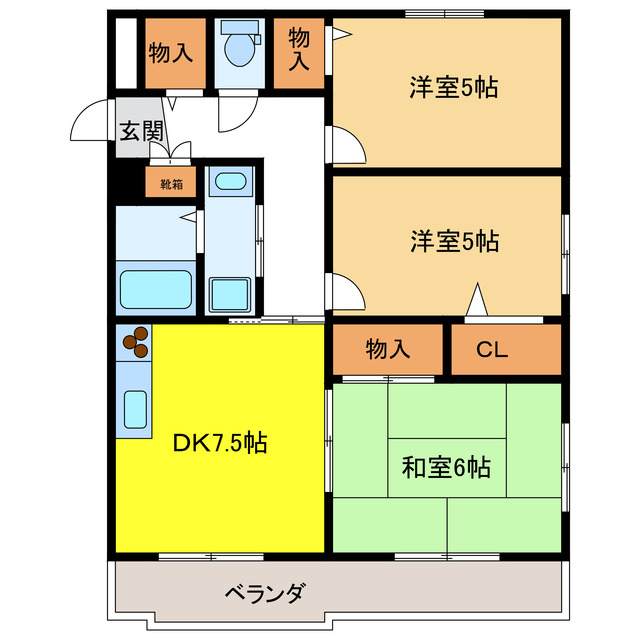 岐阜市加納青藤町のマンションの間取り