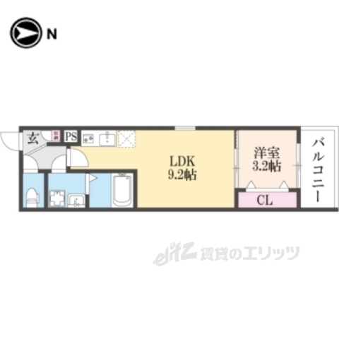 【京都市右京区梅津尻溝町のアパートの間取り】