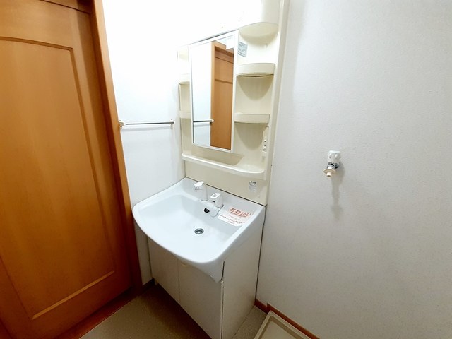 洗面設備　朝の忙しい時でも寝ぐせ直しがしやすいシャワー付きの洗面台！