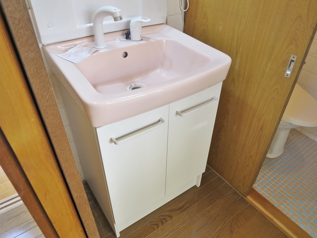 洗面設備　カワイイ、シャンプードレッサー付きの洗面台です♪