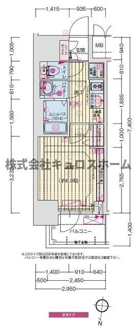 近鉄大阪線 今里駅 徒歩6分 15階建 築1年の間取り写真