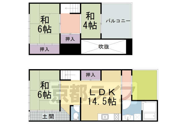 千本鞍馬口貸家の間取り写真