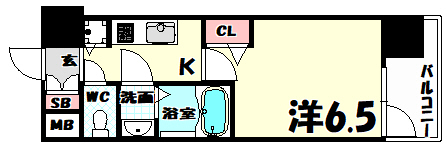 神戸市中央区北長狭通のマンションの間取り