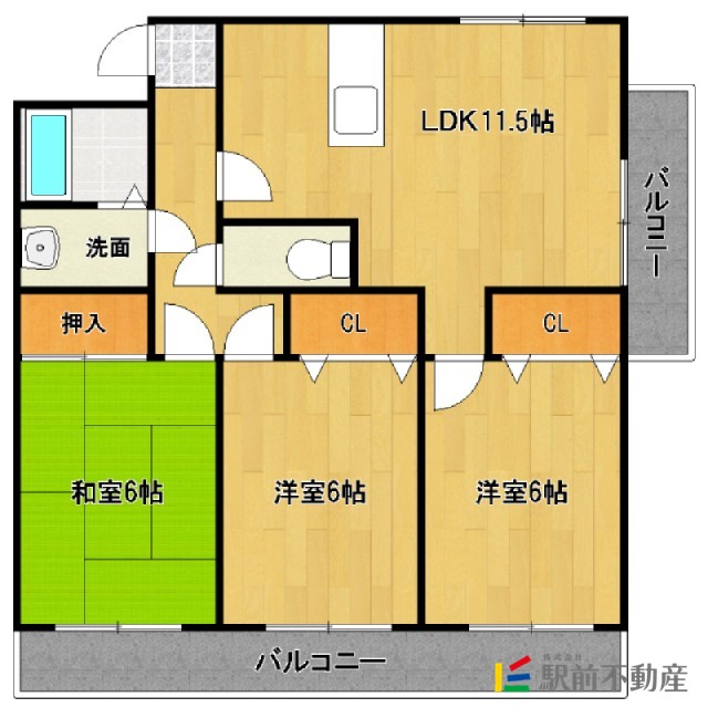 筑後市大字鶴田のマンションの間取り