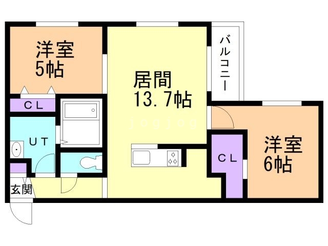 札幌市中央区北三条東のマンションの間取り