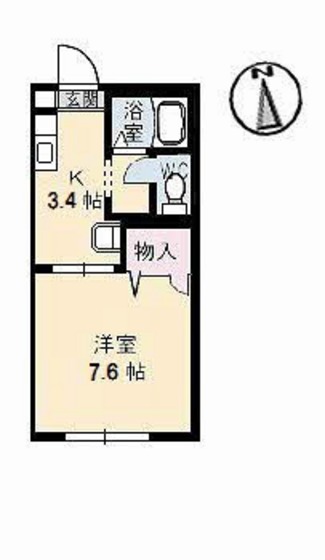 岡山市北区舟橋町のアパートの間取り