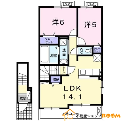 筑後市大字前津のアパートの間取り