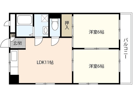 岡山市中区桜橋のマンションの間取り