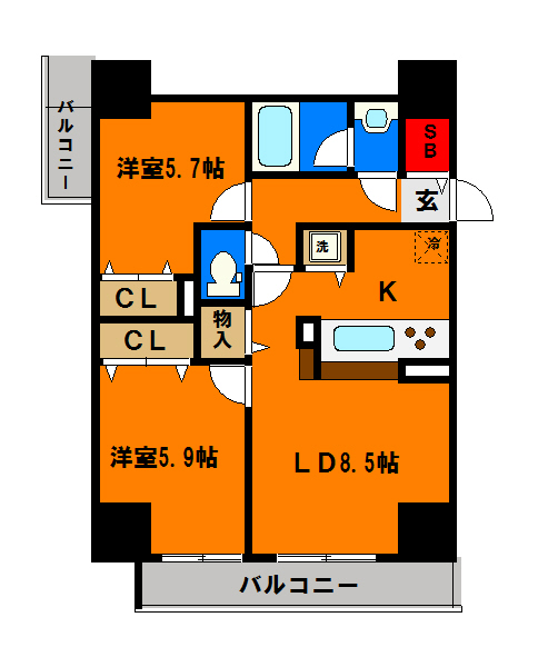 ウィルテラス千葉中央の間取り