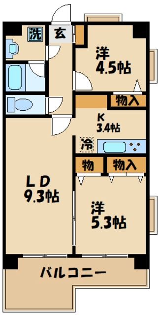 調布市布田のマンションの間取り