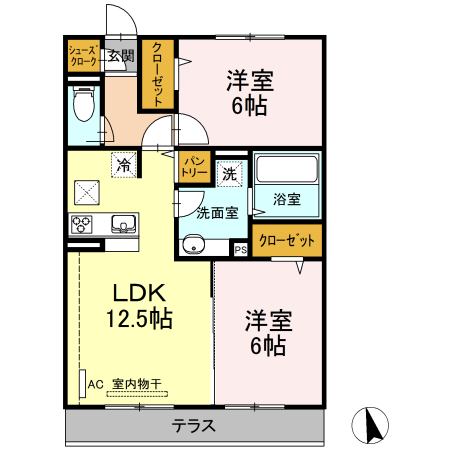 【横浜市港北区大倉山のアパートの間取り】