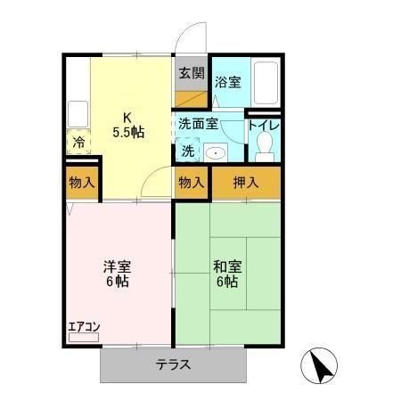 龍ケ崎市南中島町のアパートの間取り