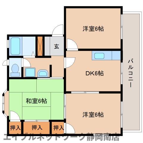 静岡市駿河区登呂のアパートの間取り