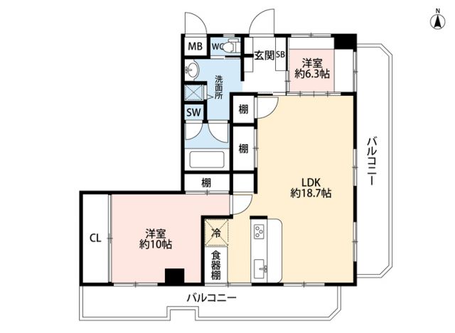 福岡市中央区黒門のマンションの間取り