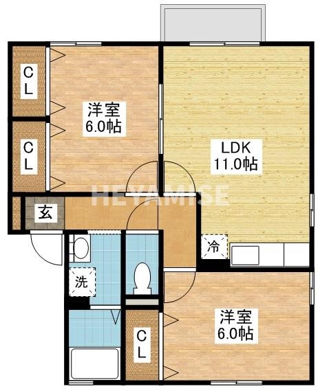 【長崎市中里町のアパートの間取り】