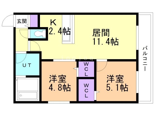 札幌市中央区南十四条西のマンションの間取り