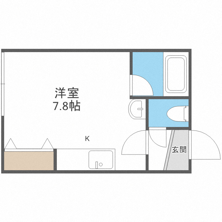 札幌市豊平区中の島一条のアパートの間取り